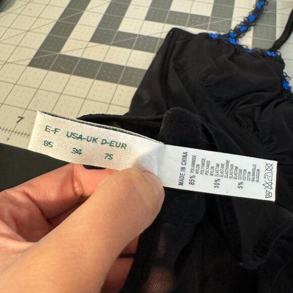 Corset Bustier Top 34B XS S Small Black Sheer Mesh Boning Italy - Picture 7 of 8